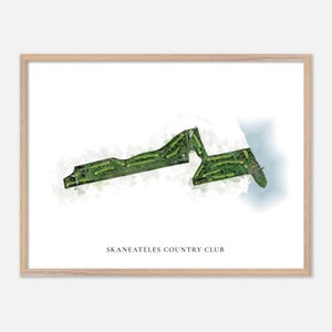 Skaneateles Country Club à Skaneateles, New York - Carte aquarelle classique | Cadeau golfeur, oeuvre d'art murale de golf, impression d'affiche de golf, aménagement du parcours
