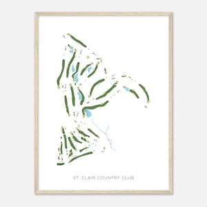St. Clair Country Club, Pennsylvania - Moderne Aquarell Landkarte | Golfer Geschenk, Golf Wandkunst, Golf Poster Druck, Platz Layout