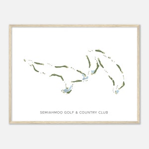 Semiahmoo Golf & Country Club, Washington - Moderne aquarelkaart | Golfer cadeau, golf kunst aan de muur, golf poster print, baanindeling