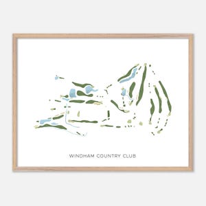 Windham Country Club a Windham, New Hampshire - Mappa moderna ad acquerello / Regalo per golfisti, Arte murale per golf, Stampa poster per golf, Layout del campo