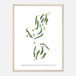 Washington Golf & Country Club, Virginia - moderne aquarelkaart | Golfer cadeau, golf kunst aan de muur, golf poster print, baanindeling