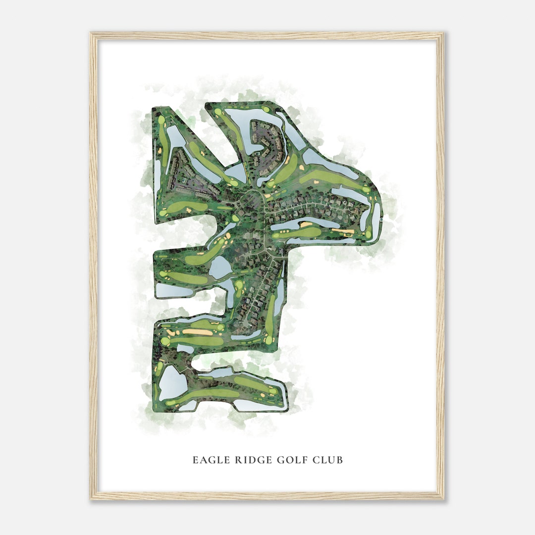 Eagle Ridge Golf Club, Florida Classic Watercolor Map Golfer