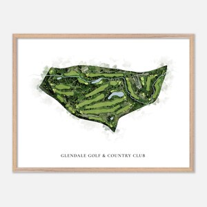 Glendale Golf & Country Club , Kanada - Klassische Aquarell-Landkarte | Golfer Geschenk, Golf Wandkunst, Golf Poster Druck, Platz Layout