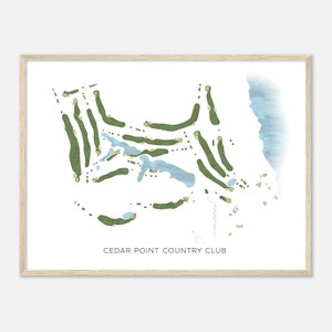 Cedar Point Country Club, Virginia - Mappa acquerello moderna / Regalo per golfista, Arte da parete per il golf, Stampa poster di golf, Layout del campo