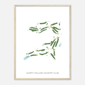 Schläfriger Loop Countryclub, New York - Moderne Aquarell Landkarte | Golfer Geschenk, Golf Wandkunst, Golf Poster Druck, Platz Layout