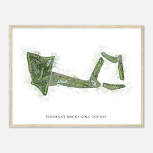 Parcours de golf d'Elephant Rocks, Arizona - Carte aquarelle classique | Cadeau golfeur, oeuvre d'art murale de golf, impression d'affiche de golf, aménagement du parcours