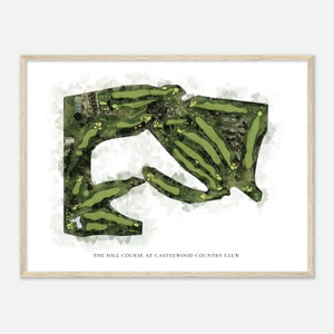 The Hill Course at Castlewood Country Club, California - Classic Watercolor Map | Golfer Gift, Golf Wall Art, Golf Poster Print
