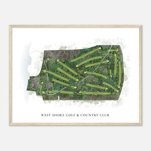 West Shore Golf & Country Club, Michigan - Classic Watercolor Map | Golfer Gift, Golf Wall Art, Golf Poster Print, Course Layout