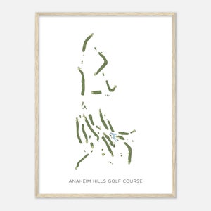 Anaheim Hills Golf Course, Californië - Moderne aquarelkaart | Golfer cadeau, golf kunst aan de muur, golf poster print, baanindeling