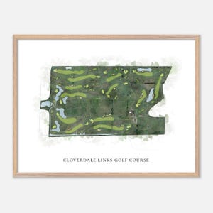 Cloverdale Links Golf Club , Kanada - Klassische Aquarell Landkarte | Golfer Geschenk, Golf Wandkunst, Golf Poster Druck, Platz Layout