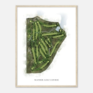 Mather Golf Course, California - Classic Watercolor Map | Golfer Gift, Golf Wall Art, Golf Poster Print, Course Layout