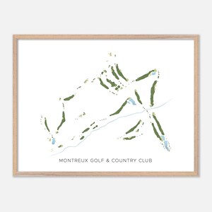 Montreux Golf & Country Club à Reno, Nevada - Carte aquarelle moderne | Cadeau golfeur, oeuvre d'art murale de golf, impression d'affiche de golf, aménagement du parcours