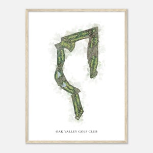 Oak Valley Golf Club, Californië - Klassieke aquarelkaart | Golfer cadeau, golf kunst aan de muur, golf poster print, baanindeling