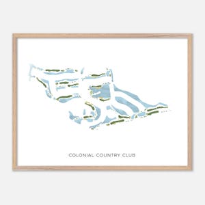 Koloniale countryclub in Fort Myers, Florida: moderne aquarelkaart | Golfcadeau, golfmuurkunst, golfposterprint, baanindeling