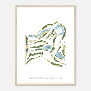 Naples National Golf Club, Florida - Moderne aquarelkaart | Golfer cadeau, golf kunst aan de muur, golf poster print, baanindeling