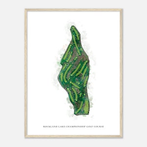 Rockland Lake Cup Golf Platz, New York - Klassische Aquarell Karte | Golfer Geschenk, Golf Wandkunst, Golf Poster Druck, Platz Layout