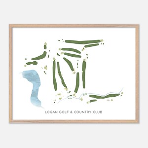 Logan Golf & Country Club a Logan, Utah - Mappa moderna ad acquerello / Regalo per golfisti, Arte murale per golf, Stampa poster per golf, Layout del campo