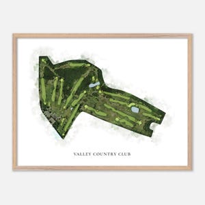Valley Country Club in Warwick, Rhode Island: klassieke aquarelkaart | Golfcadeau, golfmuurkunst, golfposterprint, baanindeling