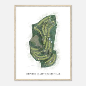 Edelweiss Chalet Country Club, Wisconsin - Klassieke aquarelkaart | Golfer cadeau, golf kunst aan de muur, golf poster print, baanindeling