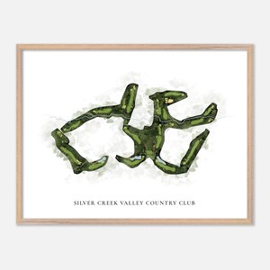 Silver Creek Valley Country Club in San Jose, Californië: klassieke aquarelkaart | Golfcadeau, golfmuurkunst, golfposterprint