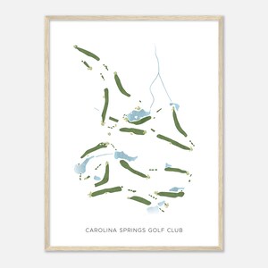 Carolina Springs Golf Club, Caroline du Sud - Carte aquarelle moderne | Cadeau golfeur, oeuvre d'art murale de golf, impression d'affiche de golf, aménagement du parcours