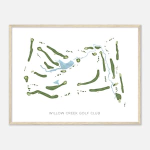 Willow Creek Golf Club, Tennessee - moderne aquarelkaart | Golfer cadeau, golf kunst aan de muur, golf poster print, baanindeling