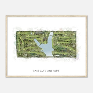 East Lake Golf Club, Georgia - Klassische Aquarell Landkarte | Golfer Geschenk, Golf Wandkunst, Golf Poster Druck, Platz Layout
