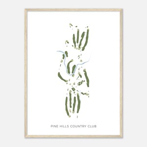 Pine Hills Country Club, Wisconsin - Mappa acquerello moderna / Regalo per golfista, Arte da parete per il golf, Stampa poster di golf, Layout del campo