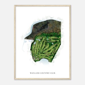 Wayland Country Club, Massachusetts - Classic Watercolor Map | Golfer Gift, Golf Wall Art, Golf Poster Print, Course Layout