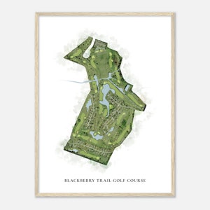 Blackberry Trail-golfbaan, Alabama - Klassieke aquarelkaart | Golfer cadeau, golf kunst aan de muur, golf poster print, baanindeling