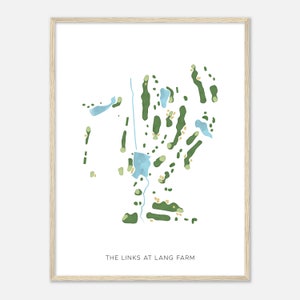 The Links at Lang Farm, Vermont - Carte aquarelle moderne | Cadeau golfeur, oeuvre d'art murale de golf, impression d'affiche de golf, aménagement du parcours