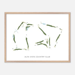 Alta Vista Country Club a Placentia, California - Mappa moderna ad acquerello / Regalo per golfisti, Arte murale per golf, Stampa poster per golf, Layout del campo