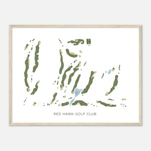 Red Hawk Golf Club, Michigan - Modern Watercolor Map | Golfer Gift, Golf Wall Art, Golf Poster Print, Course Layout