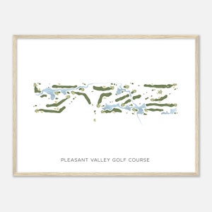 Pleasant Valley Golf Course, Iowa - Moderne aquarelkaart | Golfer cadeau, golf kunst aan de muur, golf poster print, baanindeling