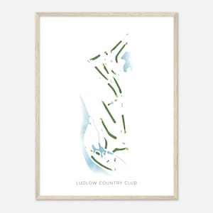 Ludlow Country Club, Massachusetts - Moderne Aquarell Landkarte | Golfer Geschenk, Golf Wandkunst, Golf Poster Druck, Platz Layout