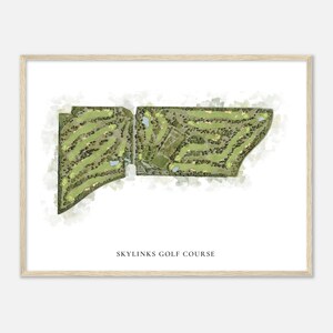 Skylinks Golf Course, Californië - Klassieke aquarelkaart | Golfer cadeau, golf kunst aan de muur, golf poster print, baanindeling