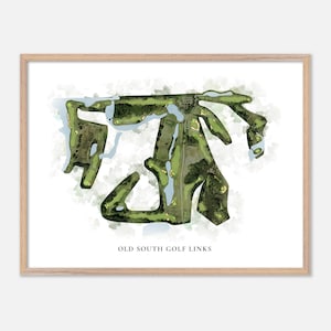 Old South Golf Links in Bluffton, South Carolina: klassieke aquarelkaart | Golfcadeau, golfmuurkunst, golfposterprint, baanindeling