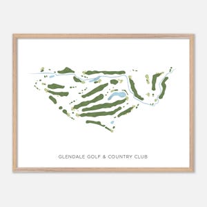 Glendale Golf & Country Club a , Canada - Mappa moderna ad acquerello / Regalo per golfisti, Arte murale per golf, Stampa poster per golf, Layout del campo