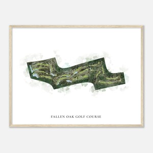 Fallen Oak Golf Course, Mississippi - Klassieke aquarelkaart | Golfer cadeau, golf kunst aan de muur, golf poster print, baanindeling