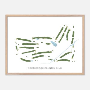 Northbrook Country Club a Lussemburgo, Wisconsin - Mappa moderna ad acquerello / Regalo per golfisti, Arte murale per golf, Stampa poster per golf, Layout del campo