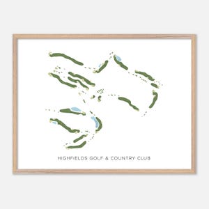 Highfields Golf & Country Club a Grafton, Massachusetts - Mappa moderna ad acquerello / Regalo per golfisti, Arte murale per golf, Stampa poster per golf