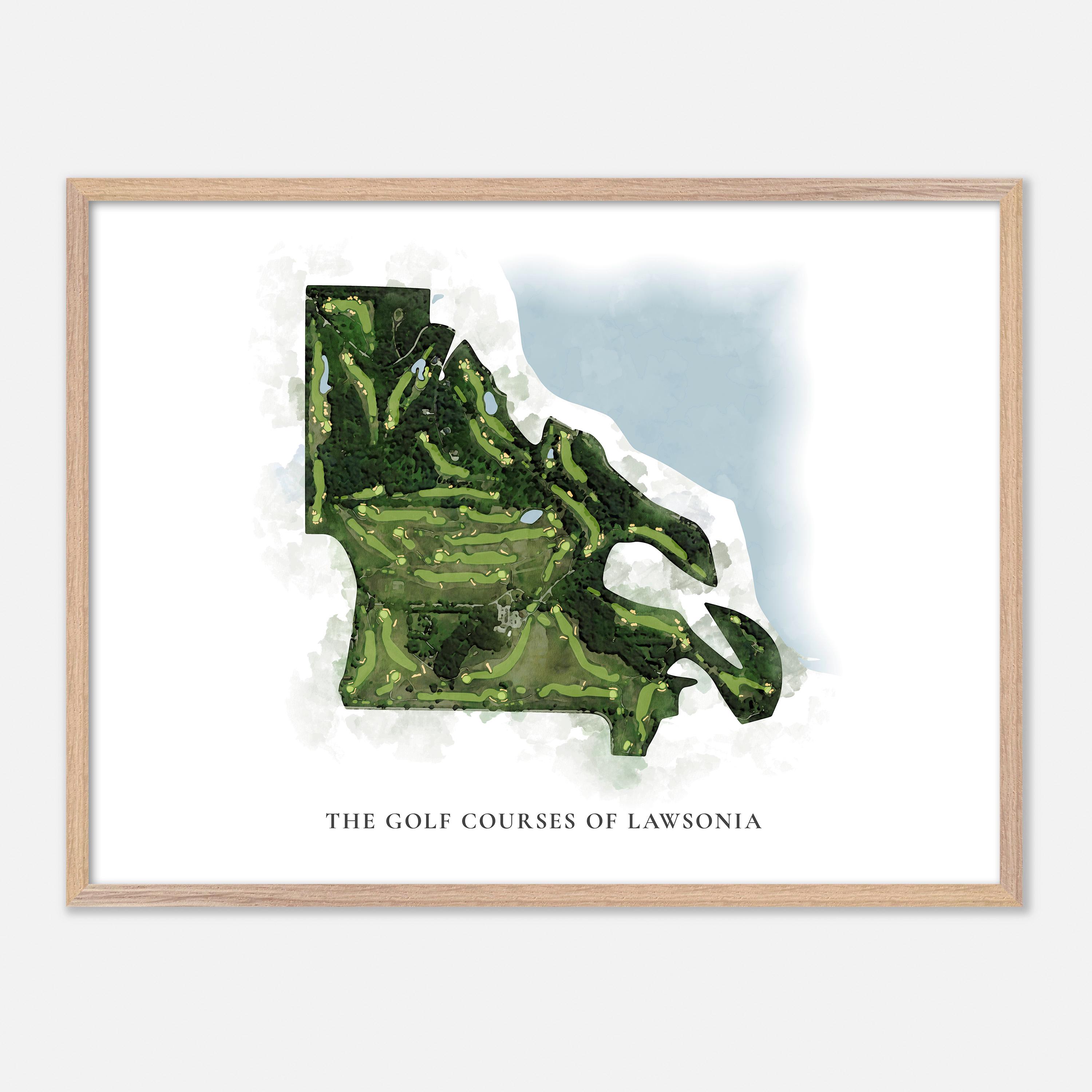 The Golf Courses Of Lawsonia, Wisconsin - Classic Watercolor Map Golfer Gift, Golf Wall Art, Golf Poster Print, Course Layout