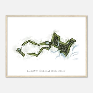 La Quinta-cursus in Quail Valley, Texas - Klassieke aquarelkaart | Golfer cadeau, golf kunst aan de muur, golf poster print, baanindeling