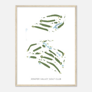 Draper Valley Golf Club, Virginia - moderne aquarelkaart | Golfer cadeau, golf kunst aan de muur, golf poster print, baanindeling