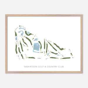 Saskatoon Golf & Country Club a Furdale, Canada - Mappa moderna ad acquerello / Regalo per golfisti, Arte murale per golf, Stampa poster per golf, Layout del campo