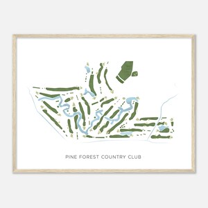 Pine Forest Country Club, Texas - Moderne Aquarell Landkarte | Golfer Geschenk, Golf Wandkunst, Golf Poster Druck, Platz Layout