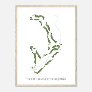 De East Course bij Fields Ranch, Texas - Moderne aquarelkaart | Golfer cadeau, golf kunst aan de muur, golf poster print, baanindeling