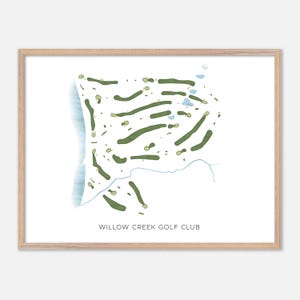 Willow Creek Golf Club in Big Flats, New York: moderne aquarelkaart | Golfcadeau, golfmuurkunst, golfposterprint, baanindeling
