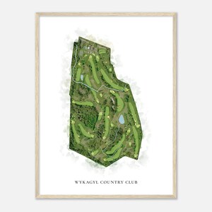 Wykagyl Country Club, New York - Klassische Aquarell-Karte | Golfer Geschenk, Golf Wandkunst, Golf Poster Druck, Platz Layout