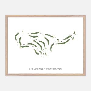 Parcours de golf Eagle's Nest à Guntersville, Alabama - Carte aquarelle moderne | Cadeau golfeur, oeuvre d'art murale de golf, impression d'affiche de golf, aménagement du parcours